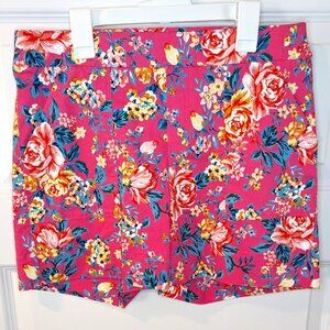 CounterParts super stretch pink floral print shorts/pull on/With pockets Size 6P